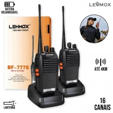 Kit Par 2 Radio Walk Talk Comunicador 16 Canais BF-777S Lehmox